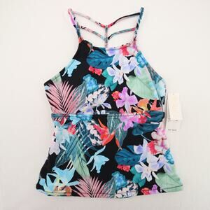 Raisins St Croix Tankini Top Floral High Neck Back Multicolor Small NWT